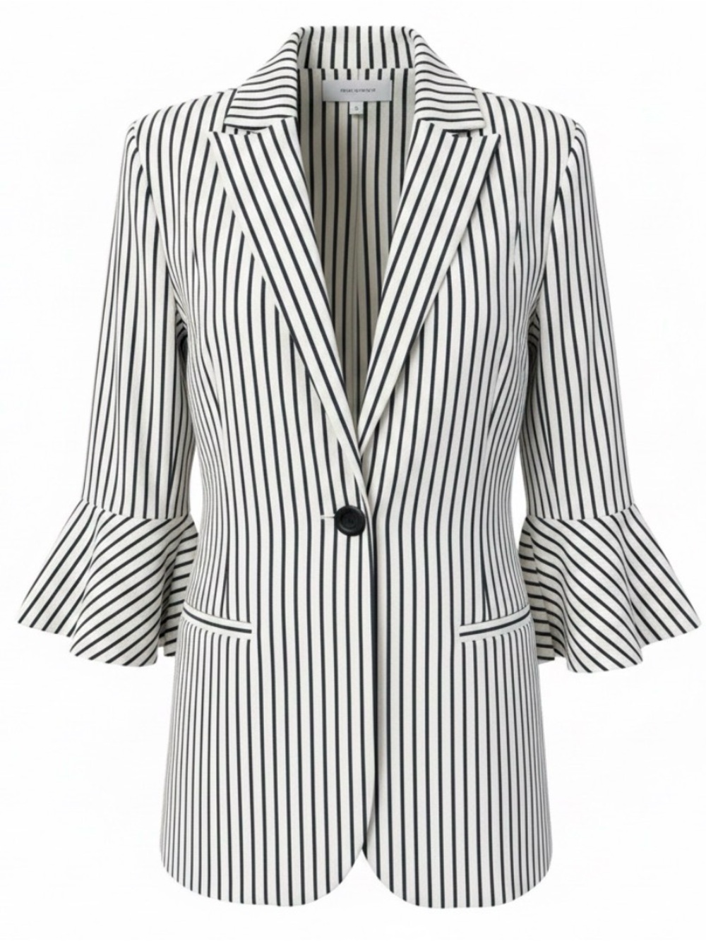 CAbi Style 5295 Striped Bell Sleeve Blazer Jacket Navy White Size 6